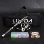 Lixada Telescopic Fishing Rod and Reel Combo Full Kit Spinning Fishing Reel Gear Organizer Pole Set with 100M Fishing Line Lures Hooks Jig Head and Fishing Carrier Bag Case Fishing Accessories